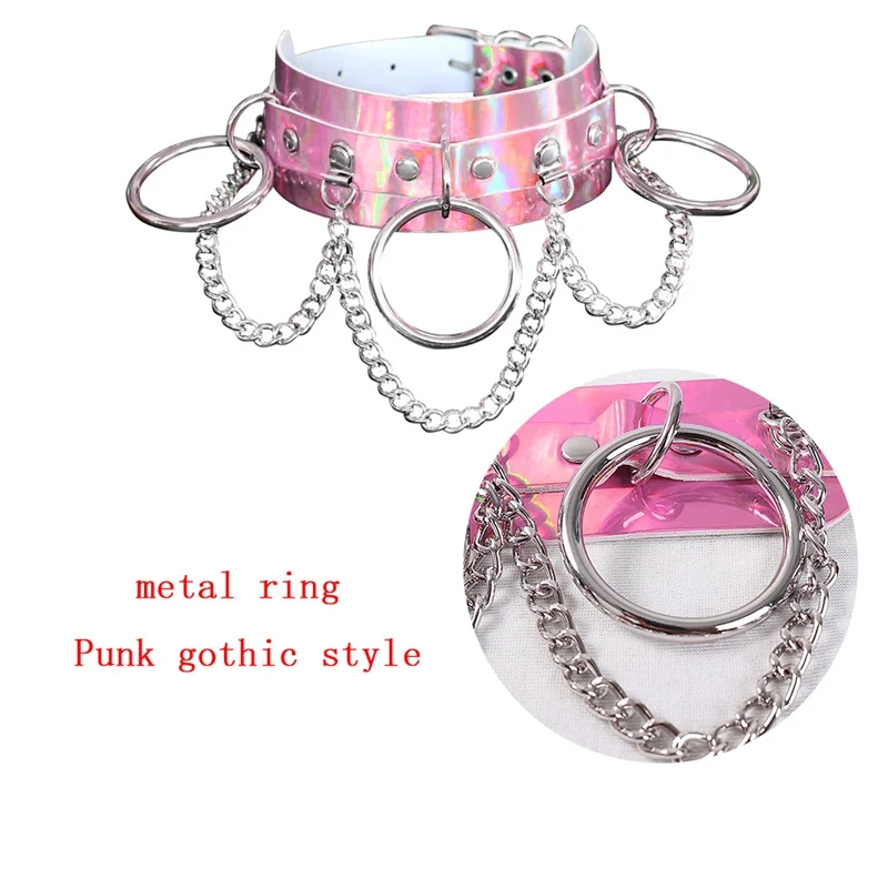 Ожерелье-чокер женское кожаное розовое с шипами в готическом стиле | Женская