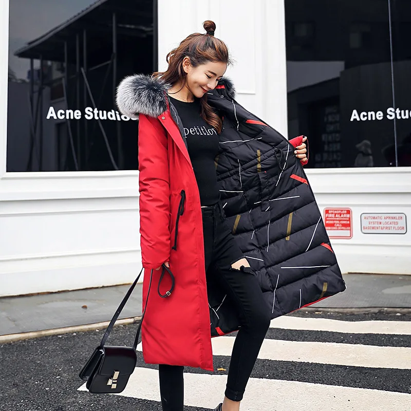 Женская зимняя куртка Двусторонняя одежда 2019 X Long Новое поступление Модное