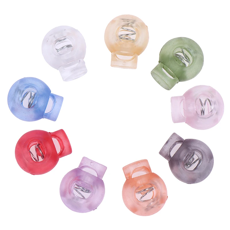 

20Pcs Toggle Clip Colorful Ball Cord Lock Round Ball Stopper Transparent Frost Shoe Lace Outdoor Backpack Bag Parts Mixed Colors