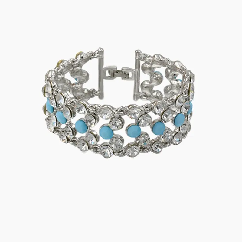 Женский браслет большой массивный серебряный цвет CZ Кристалл очаровательный для