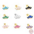 2021 тренд разноцветные овальные циркон серьги, Надеваемые На ушной хрящ 925 стерлингового серебра мини серьги-гвоздики в виде капель с кристаллами в форме женщины Aretes слуховая косточка мочки уха Пряжка