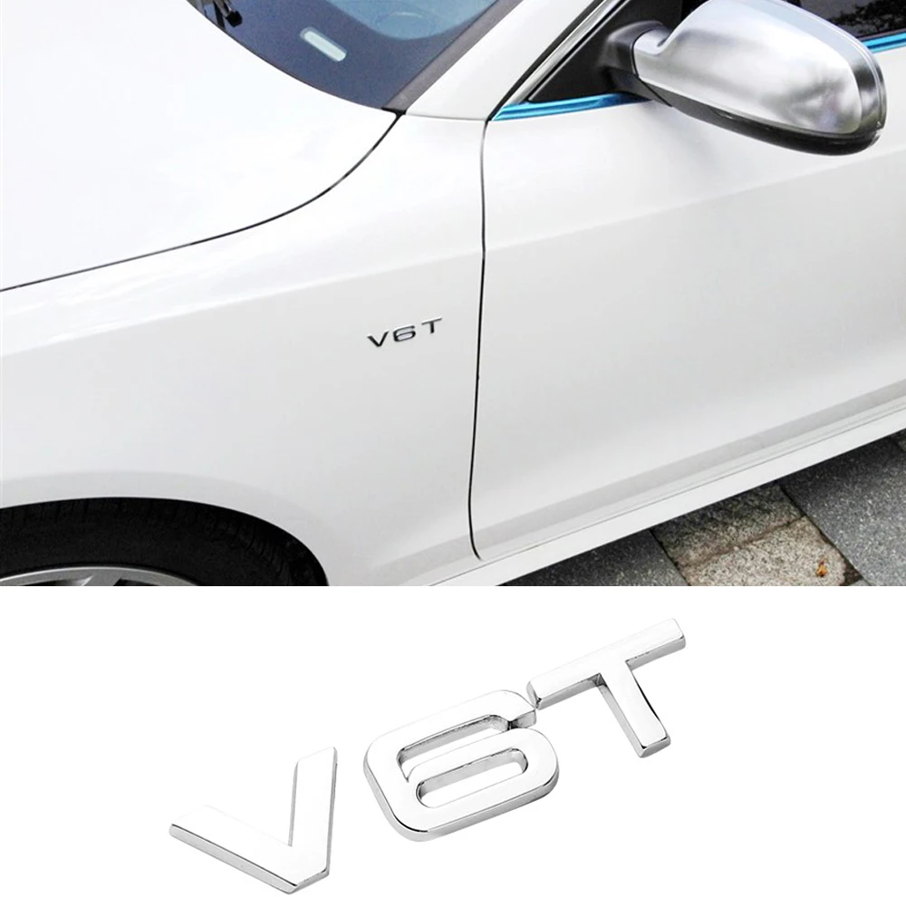 Письмо V8T сбоку наклейка на крыло для Audi A3 A6 C6 A4 B8 A5 A7 A8 A8L TT RS Q5 Q7 эмблемы Стикеры