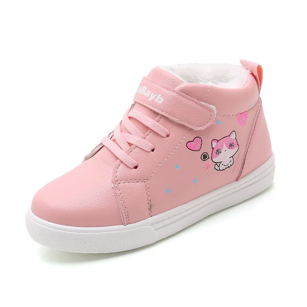 

toddler winter boots Children Kids Baby Girls Winter Warm Soft Cartoon Cat Hook&Loop Short Boots Casual Shoes kids boots