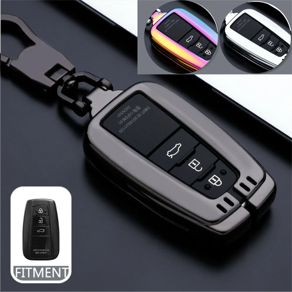 

Metal+TPU Remote Smart Car Key Case Protection Cover Holder Auto Accessories Keychain Fob For Toyota Camry Avalon 86