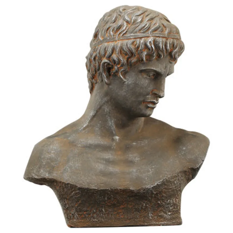 

European Classical French Country Retro Distressed Living Room Art Statue Home Decor David Half Body Sculpture A1719