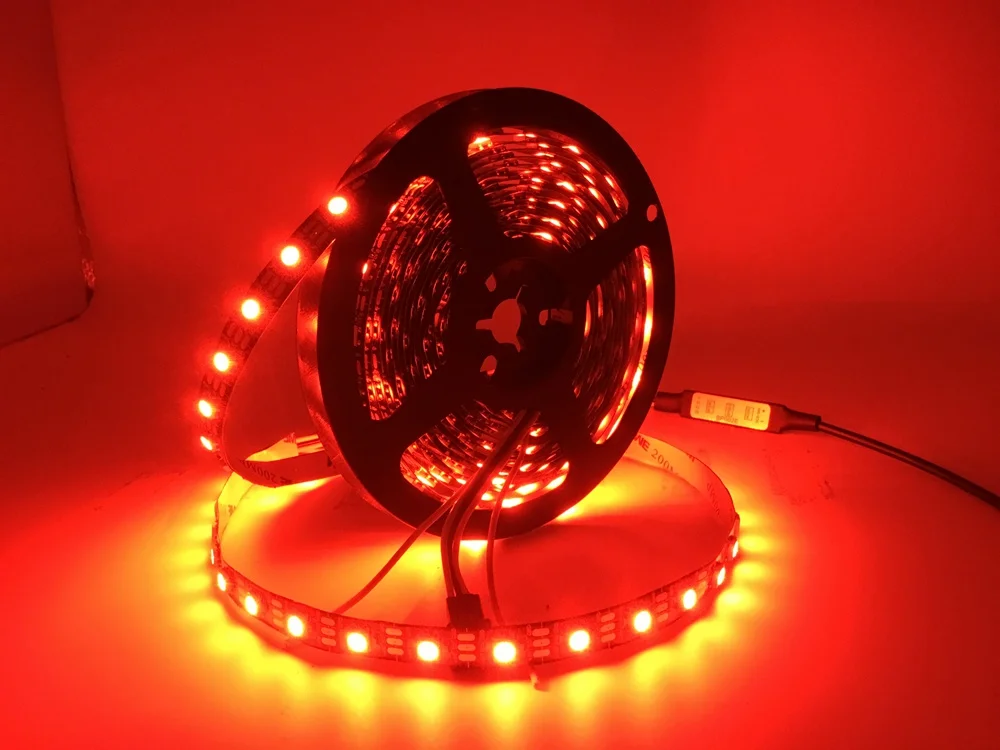 WS2812B WS2812 RGB светодиодный светильник водонепроницаемый индивидуально адресуемый умный RGB светодиодный светильник для украшения дома Рождественский 0,5 м-5 м