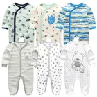 Комбинезон для новорожденных для маленьких мальчиков и девочек, одежда для новорожденных, 100% мягкая Хлопковая пижама, комбинезон с длинным рукавом, Ползунки Одежда для новорожденных для малышей