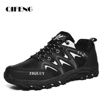 2022 summer men casual shoes outdoor mesh sneakers women non slip lace up trekking hiking footwear camping spring black shoes