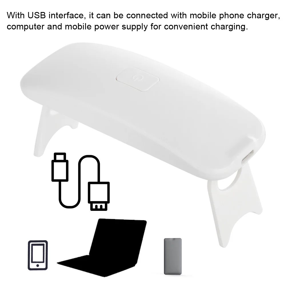 Портативный мини USB 3 Вт умный Светодиодный УФ-лампа для ногтей Гель-лак сушилка