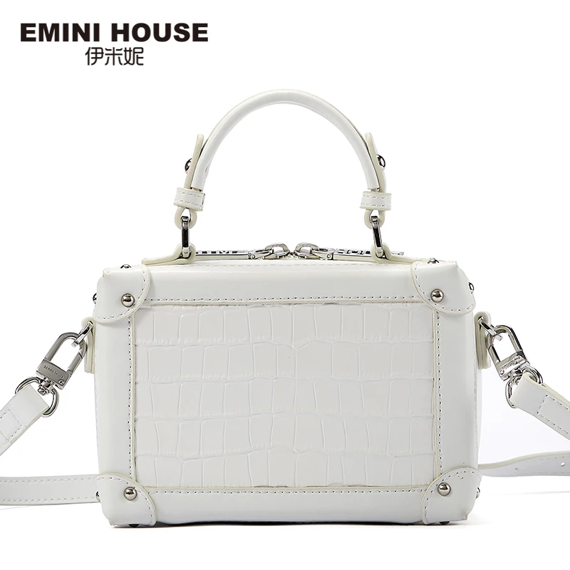 Сумка бокс EMINI HOUSE из натуральной кожи с крокодиловым узором роскошные сумки