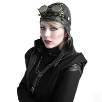 leather aviator hat leather helmet pilot steampunk cap vintage aviator hat for men and women decorative accessories
