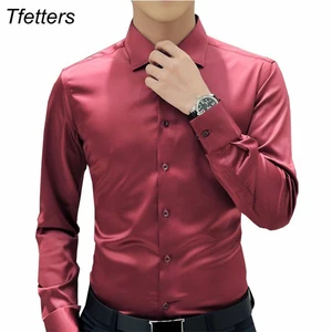 Шелковая рубашка TFETTERS, для мужчин, роскошная, для свадьбы, вечеринки, с длинным рукавом, для смокинга, из мерсеризованного хлопка