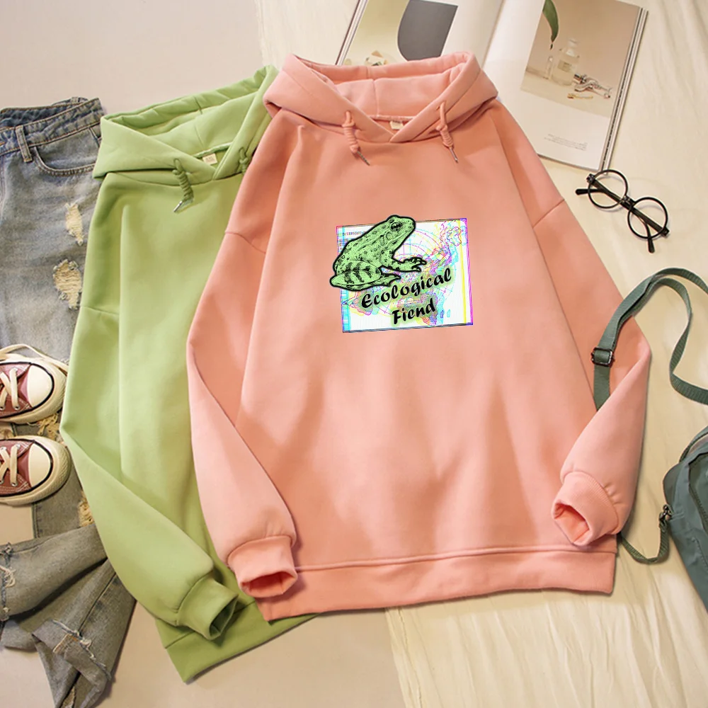 

Толстовка Женская, зимняя, в готическом стиле, с принтом лягушки