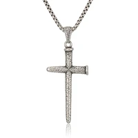 bofee cross nail punk stainless steel pendant necklace vintage metal choker long chain hip hop wholesale fashion jewelry gift