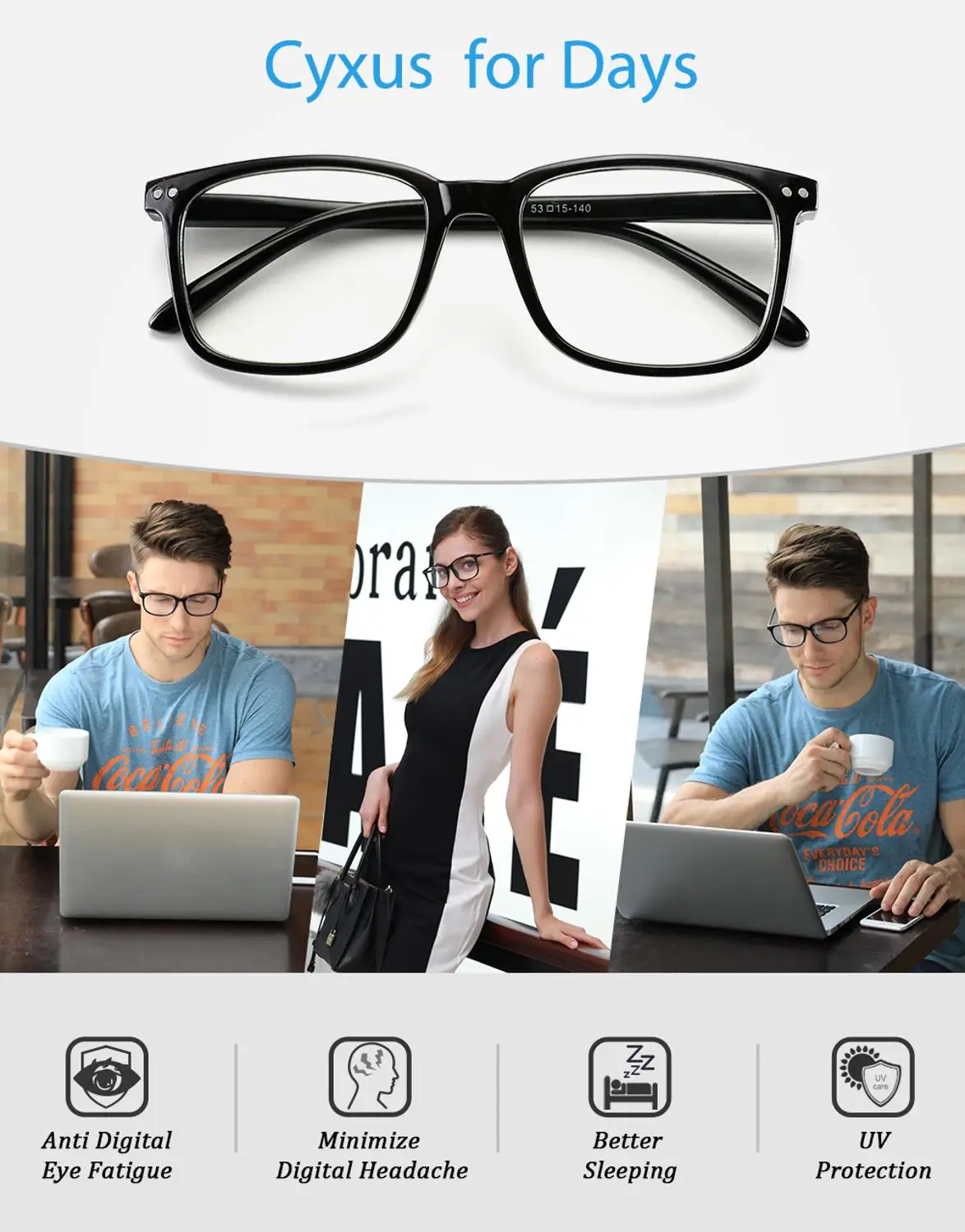 Cyxus анти синий светильник компьютерные очки для блокировки головной боли
