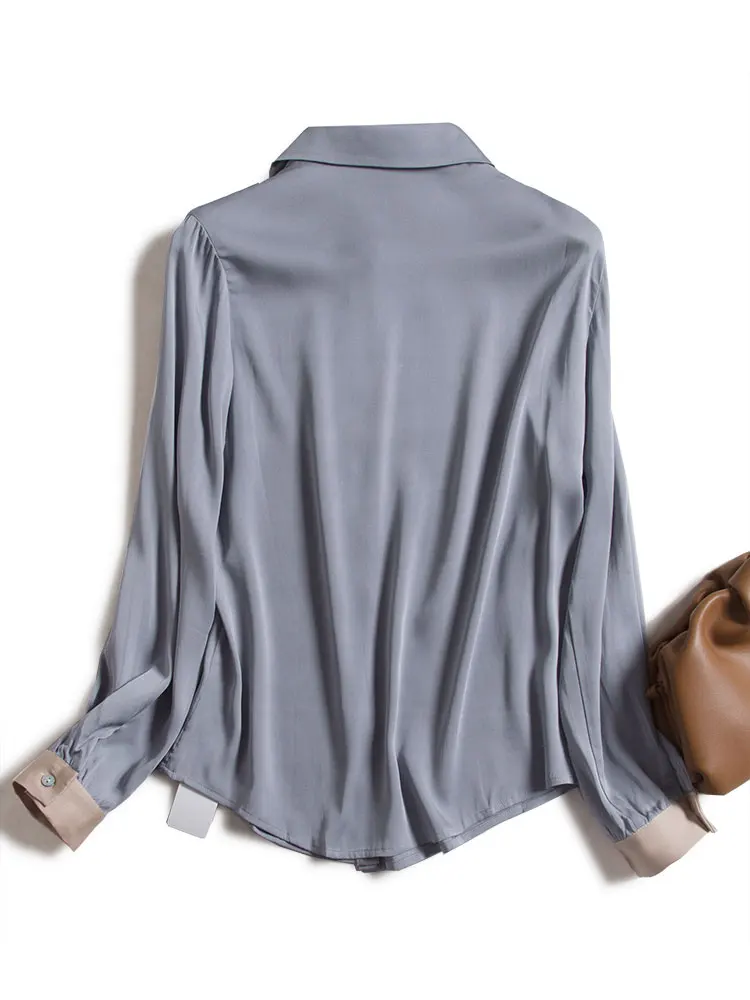 

Poplin Silk Ladies Tops Blouse Women Turn-down Collar Long Sleeve Shirt Women Blusas Mujer De Moda 2020 Verano Elegantes