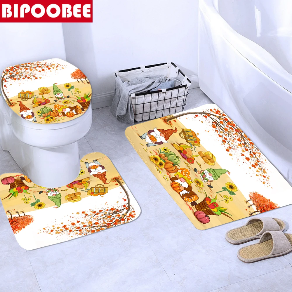 3D Осенняя душевая занавеска тыквы гнома Подсолнух украшение для ванной комнаты