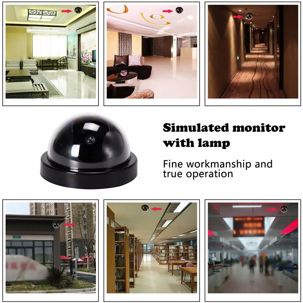 Simulated Surveillance Camera Fake Home Dome Dummy with Flash red LED Light Security camera indoor / outdoor | Безопасность и
