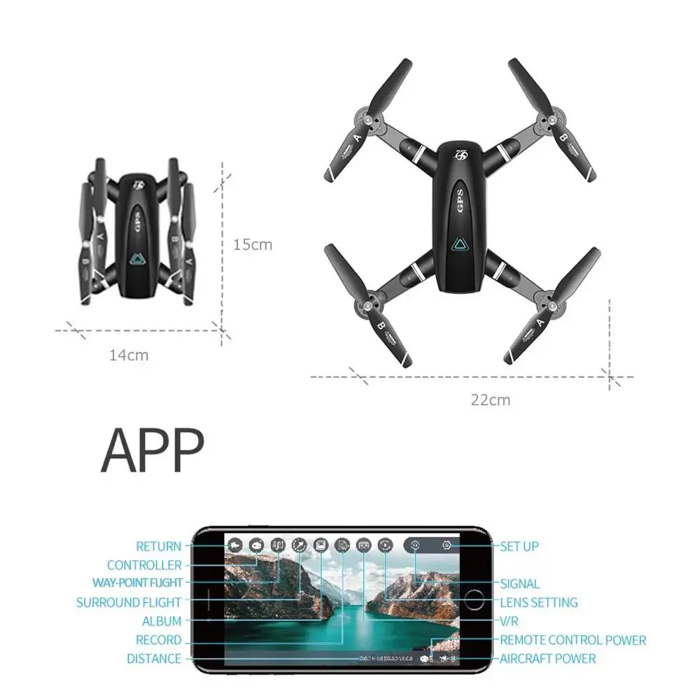 S167 GPS Drone с камерой Квадрокоптер дистанционным управлением Дрон 4K Wi-Fi FPV складной
