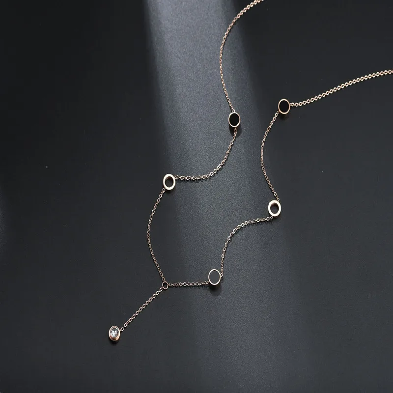 Модное кольцо из нержавеющей стали цепь ожерелья три круга простая Розочка