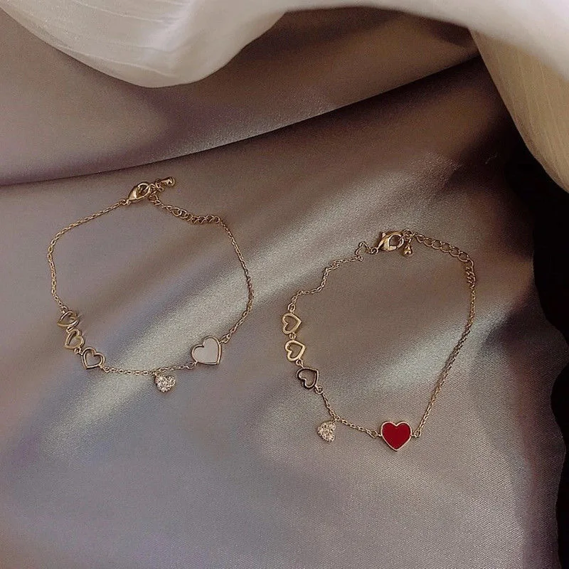 

Simple Love Bracelet Female Rose Gold Wild Red Peach Heart Lucky Student Girlfriends Sisters Bracelet Jewelry