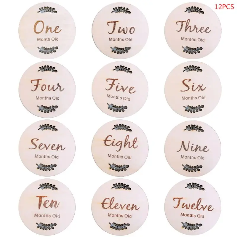 

12 Pcs/set Nordic Style Baby Birth Month Number Birthday Commemorative Milestone Card Newborn Full Moon Photography Props D0AF