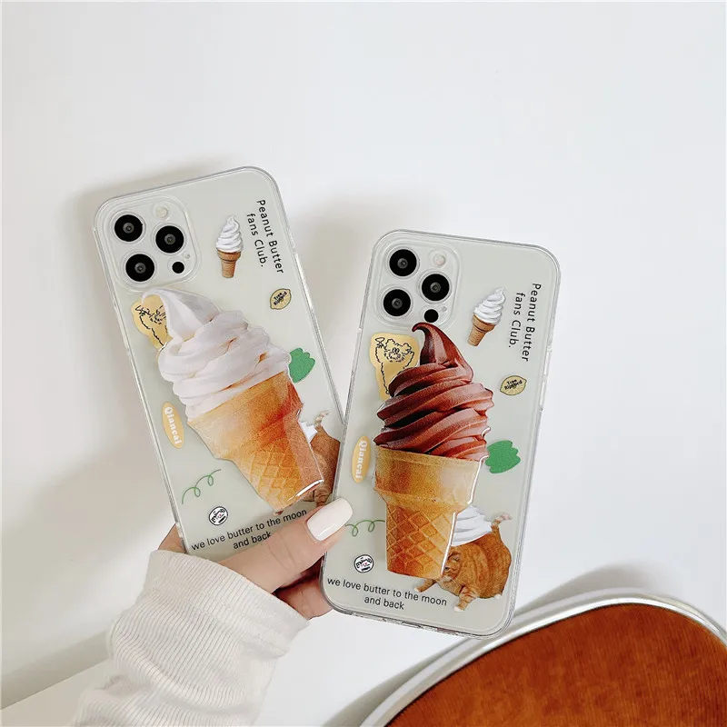 

Cartoon fun Folding bracket Ice cream Phone case For iphone 12 Mini 11 Pro Max XR XS MAX 7 8 Plus SE 2020 transparent cute cover