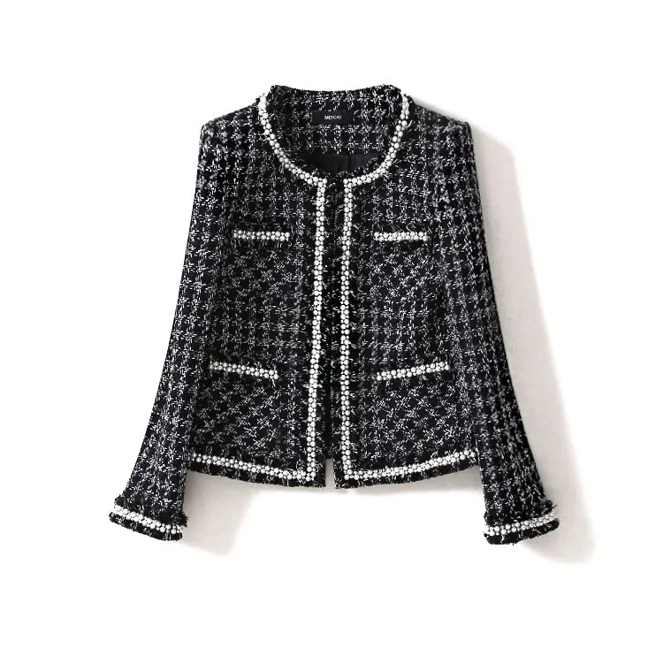 

Новая куртка для тяжелой промышленности, с бусинами для ногтей, Осень-зима, высокое качество, грубая твидовая, маленькая, ароматная, Бриз, ку...