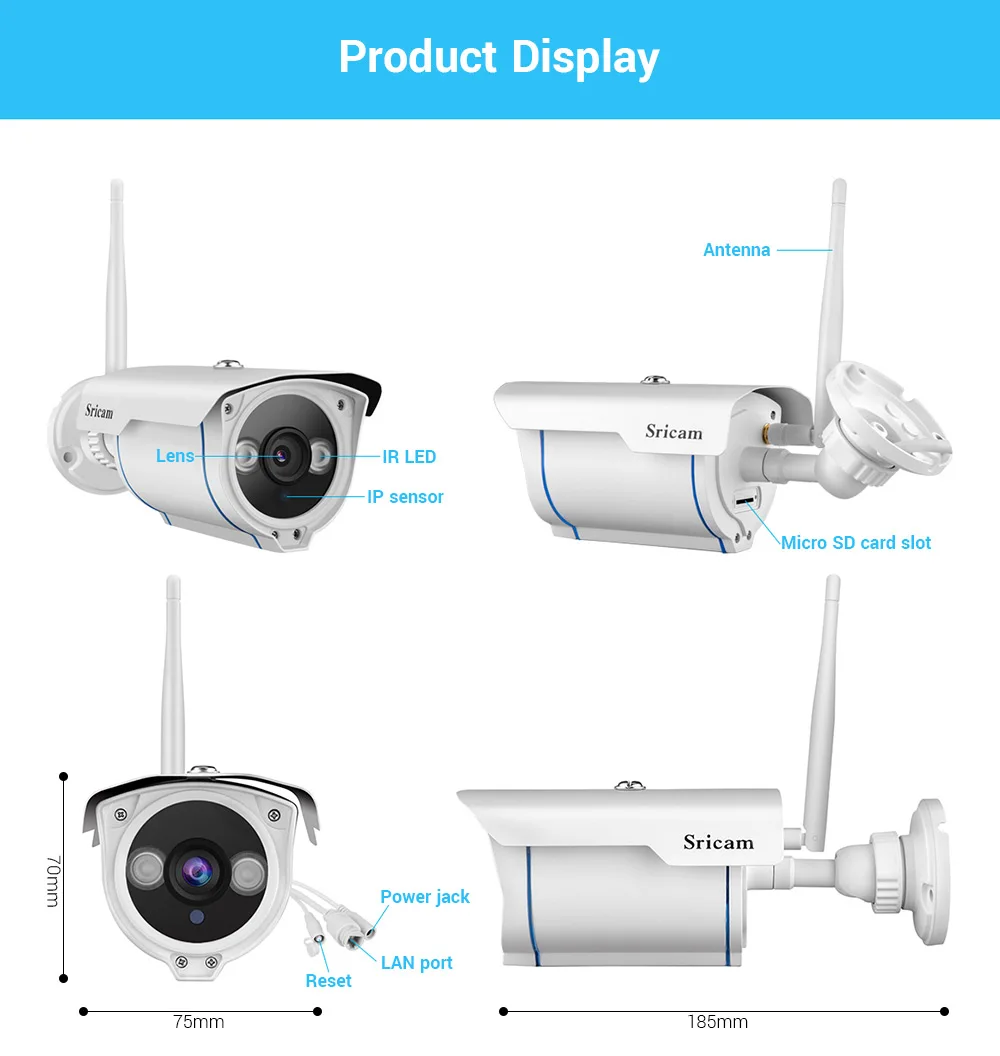 Sricam SP007 IP камера 1080P HD ИК детектор движения 2 4G wifi CCTV видеонаблюдения