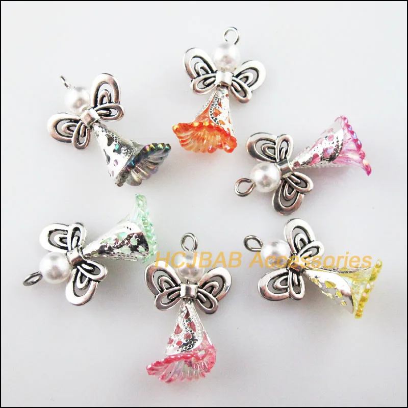 18 шт тибетские серебряные бусины крылья с украшением из цветов Танцы амулеты