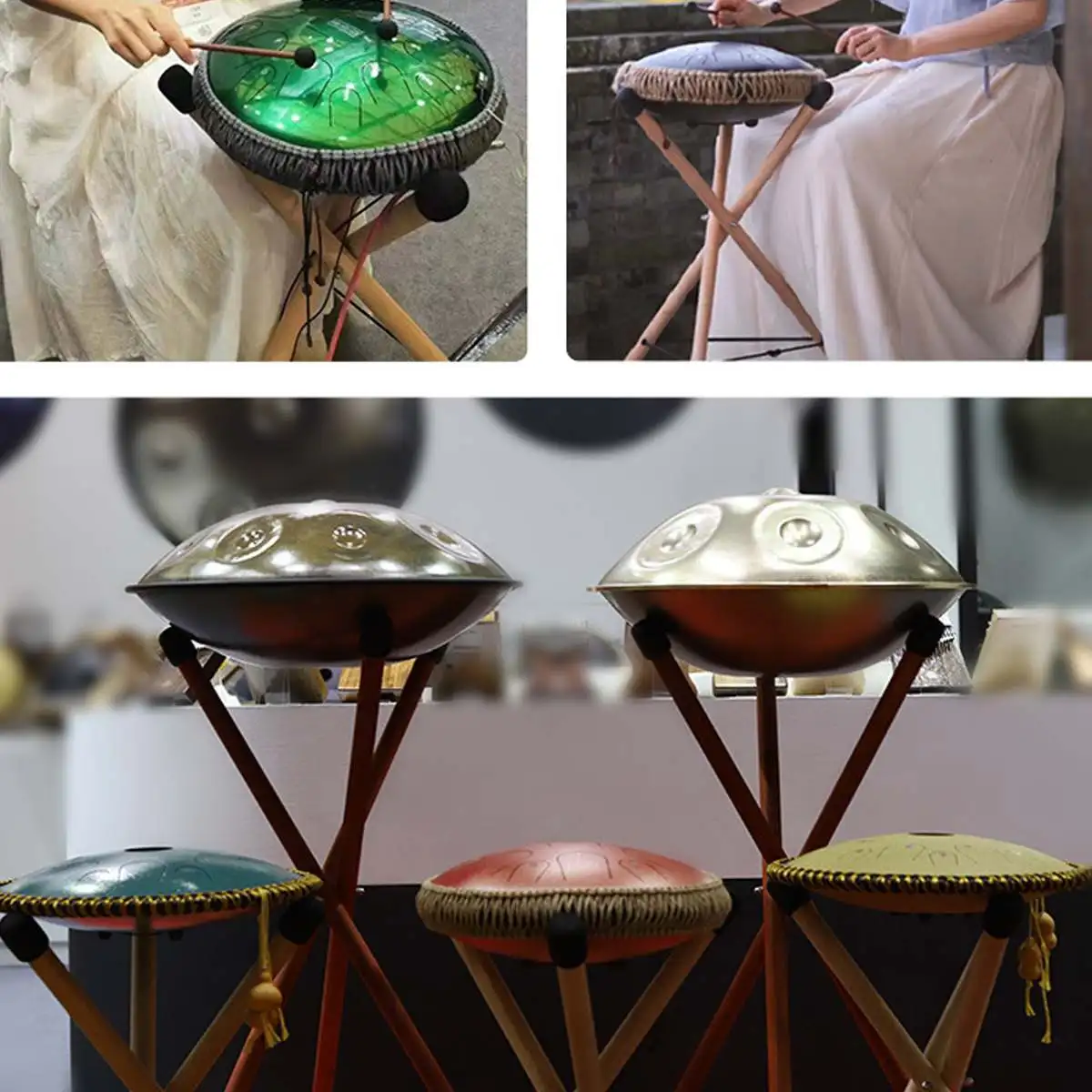 

Handpan Drum Beech Wooden Stand Drum Bracket Steel Tongue Drums Accessories Musical Instrument for above 10inch Handpan Drum Kit