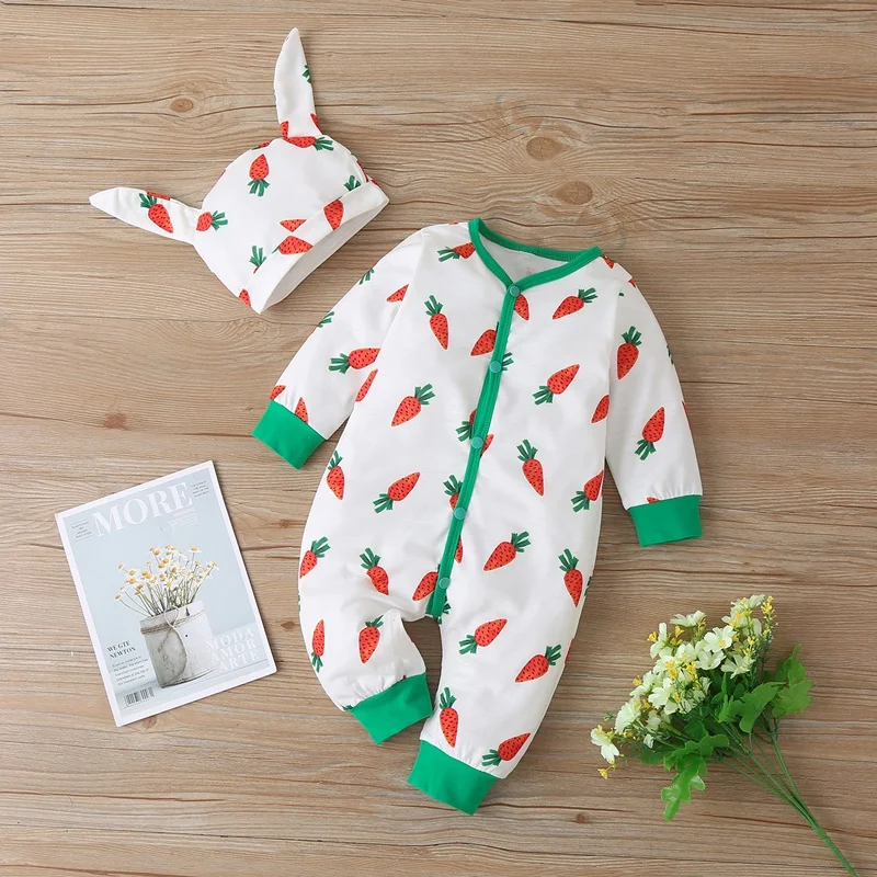 

Зимняя одежда для маленьких мальчиков, 2 предмета, хлопковый однобортный Детский комбинезон с длинным рукавом и морковкой + Милая одежда для...