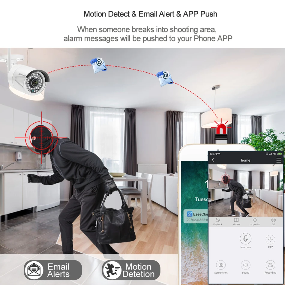 Techage 4CH NVR 1080P Wi-Fi Камера Системы аудио запись Беспроводной IP s Открытый