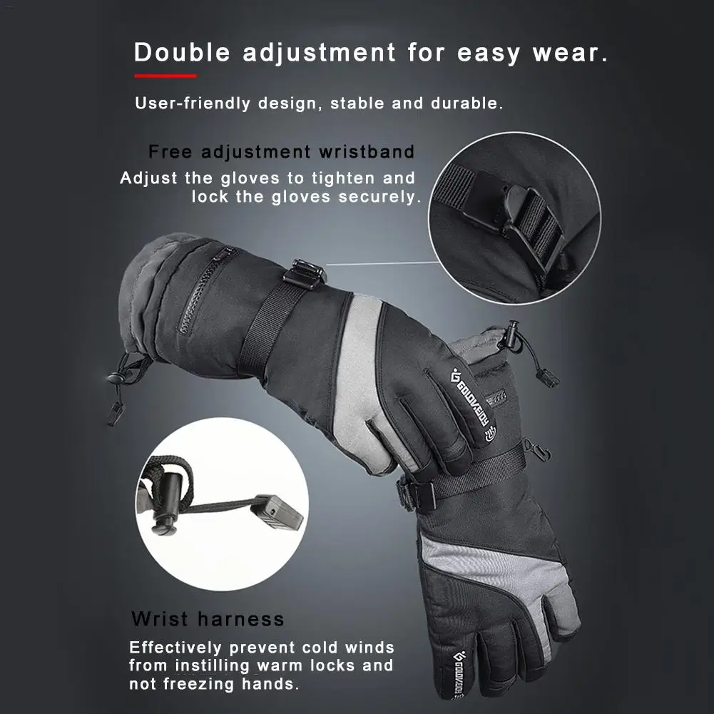 Зимние походные лыжные перчатки четырехслойные водонепроницаемые Нескользящие