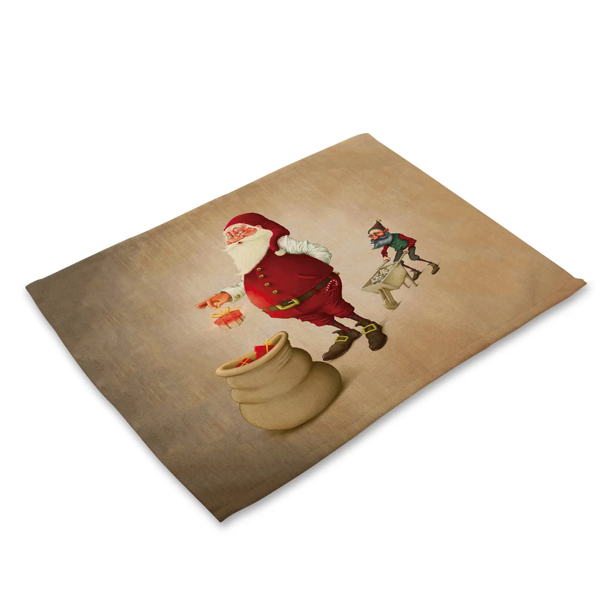 

Santa Printed Cotton and Linen Decoration Western Placemat