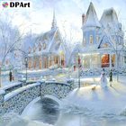 Алмазная 5D Вышивка Стразы, картина из квадратныхкруглых страз, мозаика для вышивки крестиком, пейзаж снега, замок, M1797