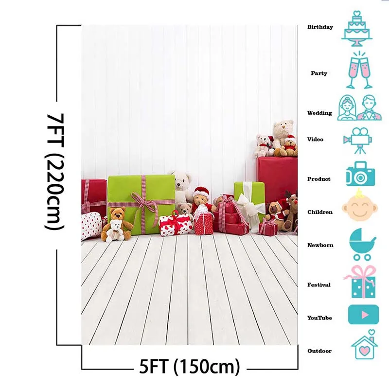 Рождественская фотография Фон подарок плюшевая игрушка фон с медведем