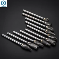 10pcs carbide rotary file 3mm grinding head hand tool metal grinding carving polishing burr file boring tool double groove bits