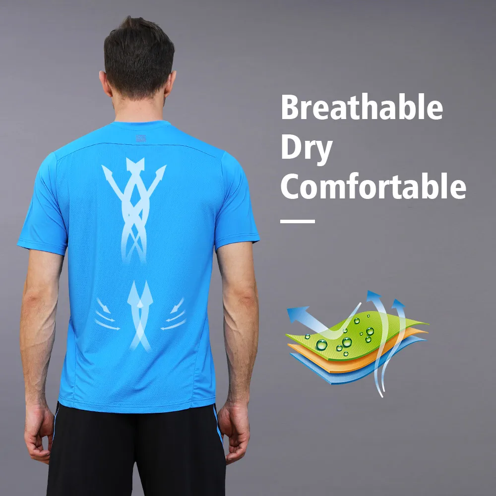 Men's Quick Dry Running T Shirt Short Sleeve Tops Breathable Polyester T Shirt For Men Fitness Camping Hiking Cycling T-Shirts