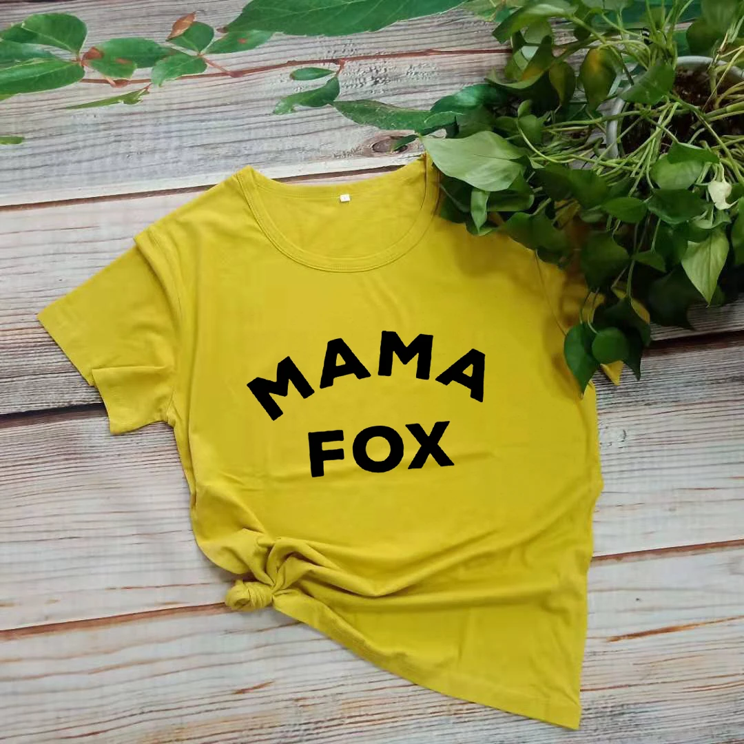 ZBBRDD Mama Fox/футболки, подарочные футболки на день матери, забавные креативные милые хлопковые футболки с буквенным принтом для женщин - Цвет: mustard