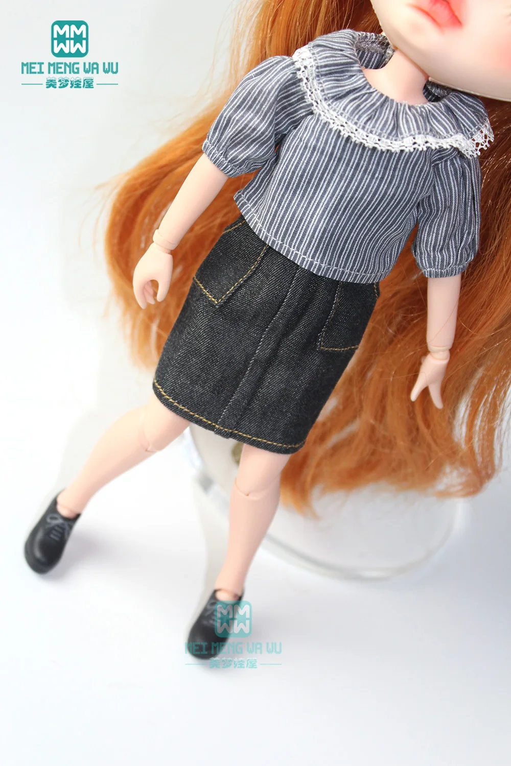 Мини-игрушки для кукол рубашка в клетку розовая юбка Blyth Azone OB22 OB24 28-30 см | Игрушки и