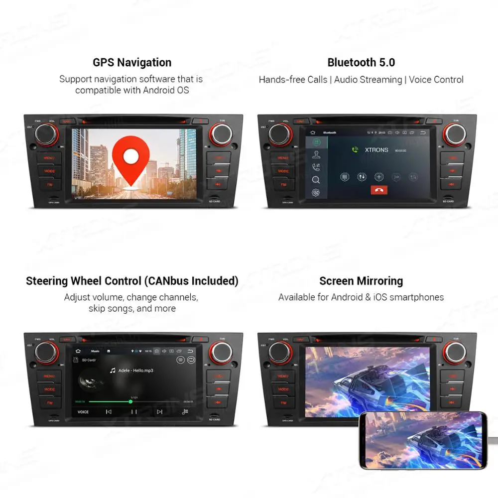 Автомобильный мультимедийный DVD-плеер XTRONS на Android 9 0 с 7 &quotэкраном GPS Wi-Fi TPMS OBD для BMW