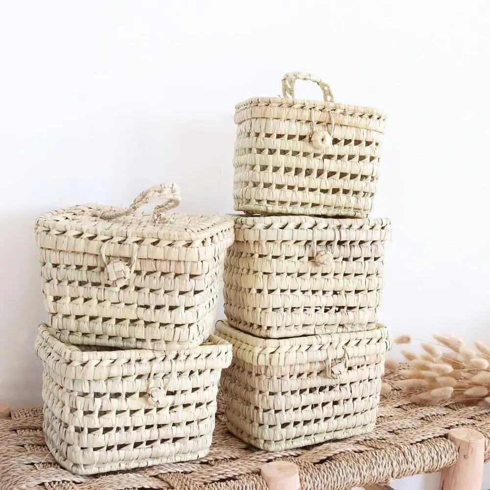 Handmade Rattan Basket Cute Kids Storage Picnic Handbag Baby Room Nursery Decor Wicker Organizer Bag Neatening Home Decorations