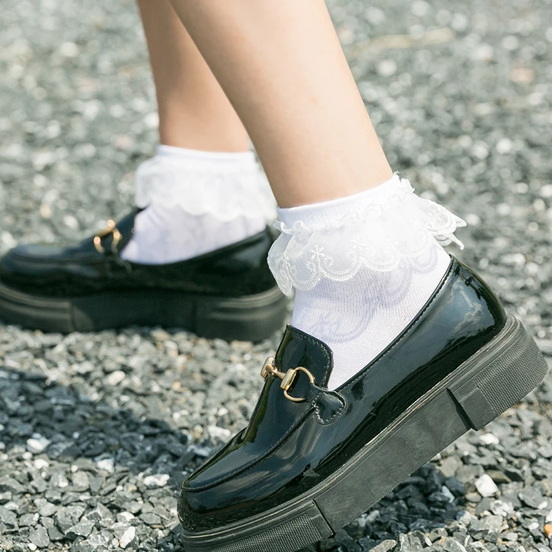 Кружевные короткие носки с рюшами в стиле &quotЛолита&quot Женские Удобные