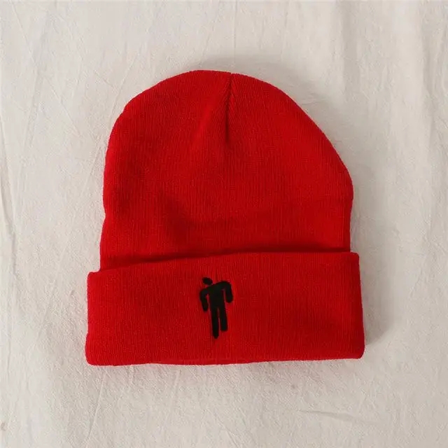 Billie Eilish Beanie цвета вязаная зимняя шапка однотонный хип-хоп трикотажный свитер шляпа костюм капитана аксессуар подарки теплая зима - Цвет: Red