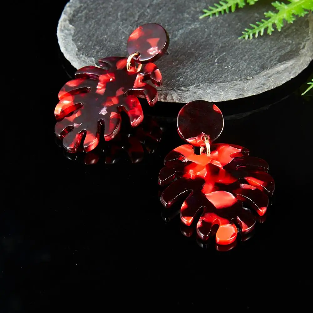 Belleper Punk Fashion Geometric Round Tree Leaf Dangle Earrings Women Statement Leaves Resin Acetate Acrylic Earring Party Gifts | Украшения