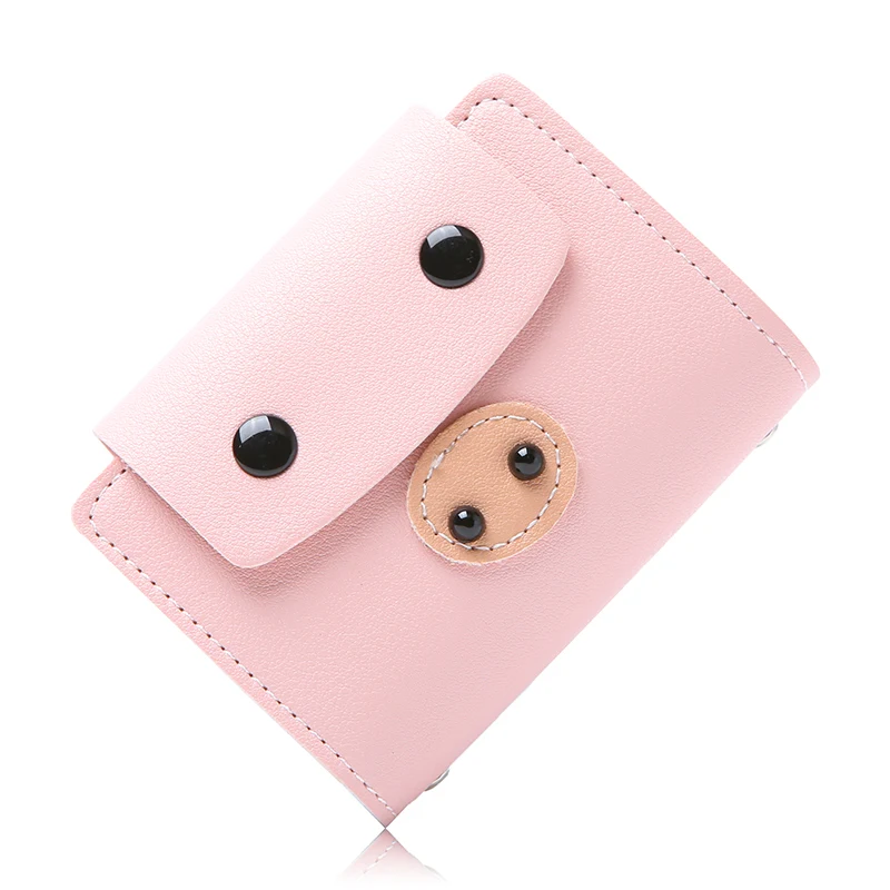

Credit Cards ID Holders Women Fashion Business Card Packages Cute Cartoon Pig Designer PU Leather Large-Capacity Hasp Portable