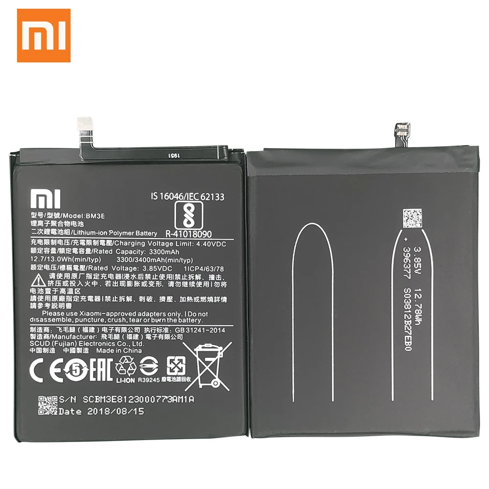 Xiao Mi Оригинальный аккумулятор для телефона BM3E Xiaomi 8 Mi8 M8 настоящий 3400 мАч Высокое