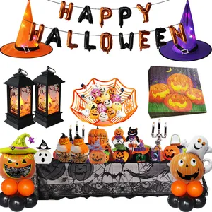 MEIDDING Хэллоуин украшения для вечеринки сделанные своими руками Счастливый Хэллоуин письмо фольгированные шары Тыква салфетки светодиодный шляпа ведьмы для Хэллоуина вечеринки
