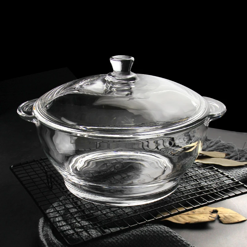 Полностью закаленный стеклянный горшок термостойкая стеклянная чаша с крышкой в